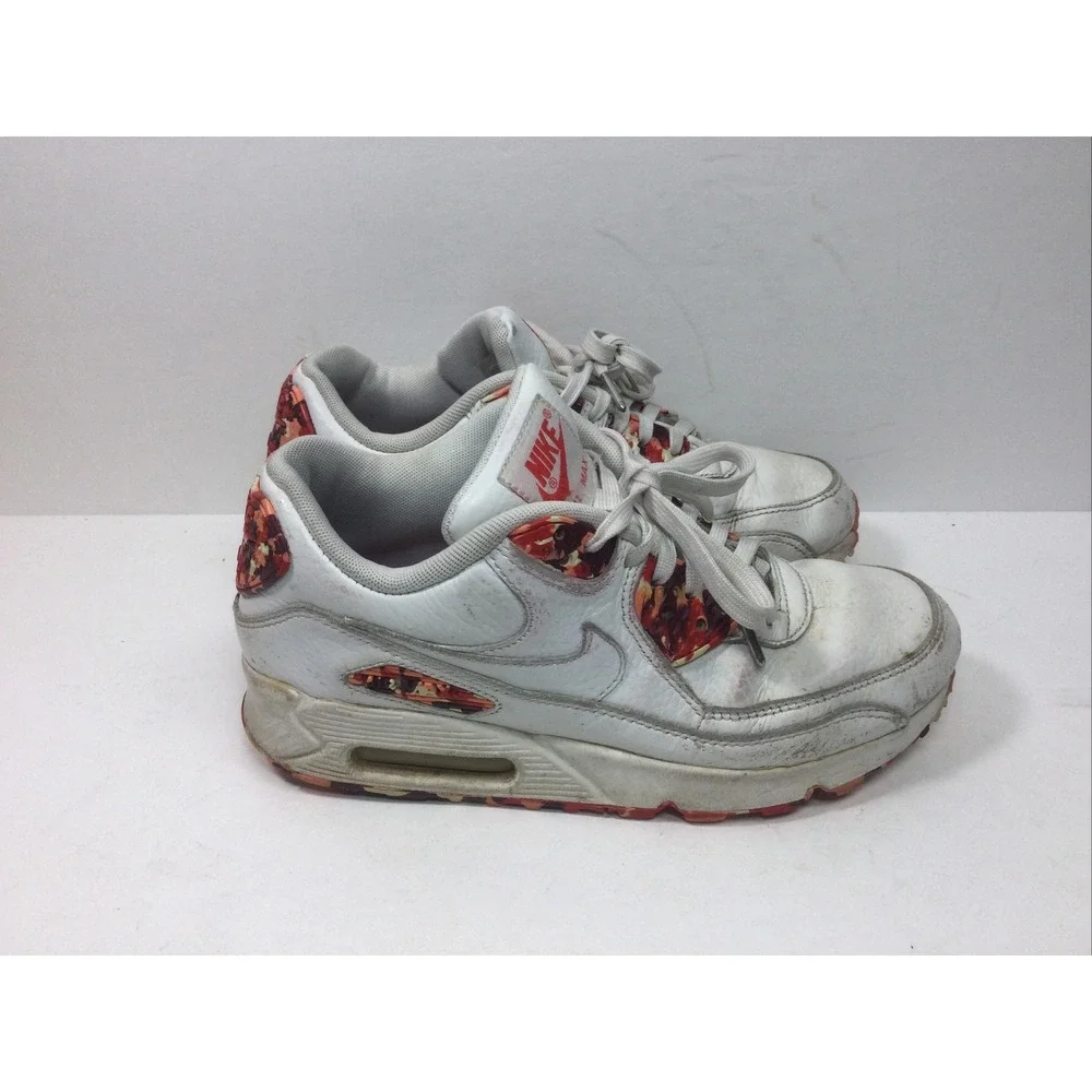 Nike Air Max 90 London Eton 813150-100 Womens Size 7 White & Red Leather Shoes